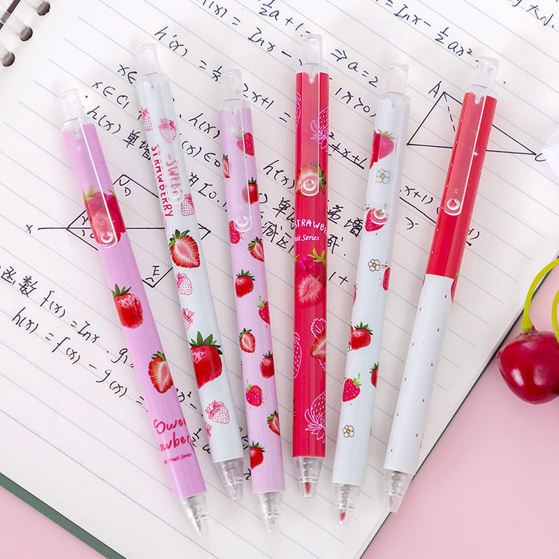 Wholesale Cute and sweet strawberry click gel pen
